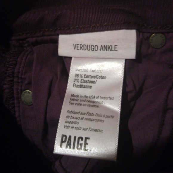 PAIGE Verdugo Ankle Vamp Red Skinny Jeans Size 26 - Picture 7 of 8